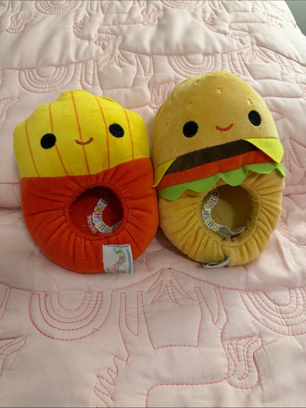 Squishmallows Yellow & Orange Burger and Fries Kids Slippers